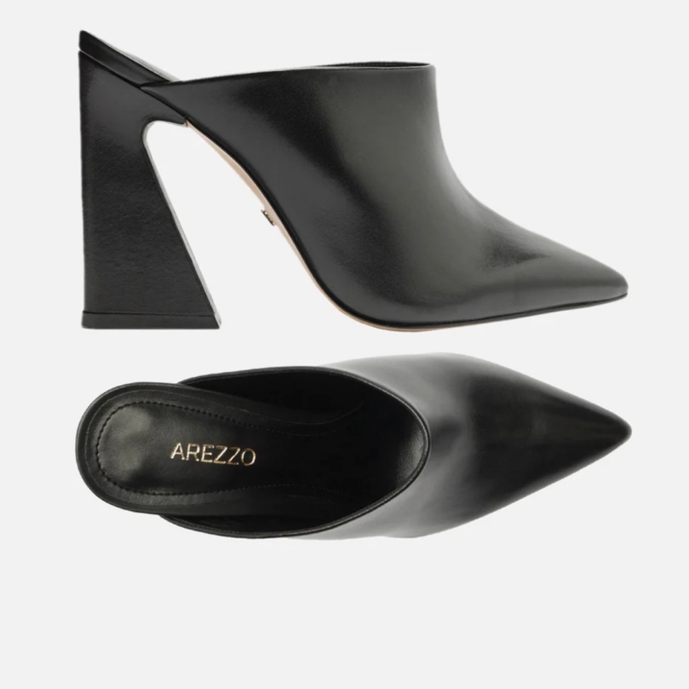 Arezzo Black Leather Mule